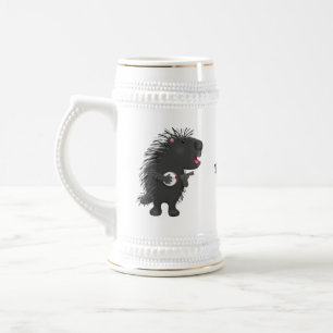 Cute grappige porcupine die banjo-cartoon speelt bierpul