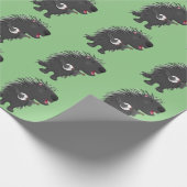 Cute grappige porcupine die banjo-cartoon speelt cadeaupapier (Hoek)