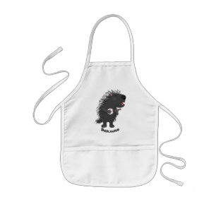 Cute grappige porcupine die banjo-cartoon speelt kinder schort