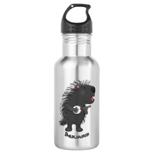 Cute grappige porcupine die banjo-cartoon speelt waterfles