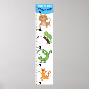 Cute grappige reptielen dieren cartoon poster