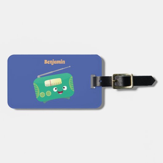 Cute grappige retro radio cartoon bagagelabel (Voorkant horizontaal)