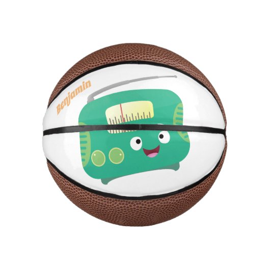 Cute grappige retro radio cartoon basketbal (Voorkant)