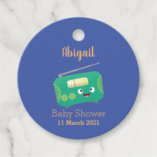 Cute grappige retro radio cartoon bedankjes labels