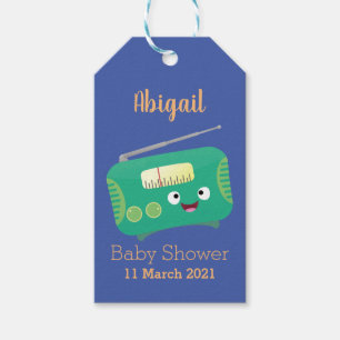 Cute grappige retro radio cartoon cadeaulabel