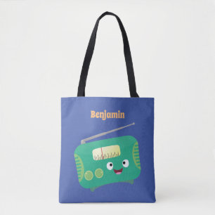 Cute grappige retro radio cartoon draagtas
