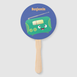 Cute grappige retro radio cartoon handwaaier