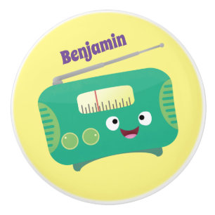 Cute grappige retro radio cartoon keramische knop