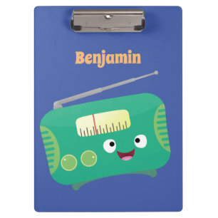 Cute grappige retro radio cartoon klembord