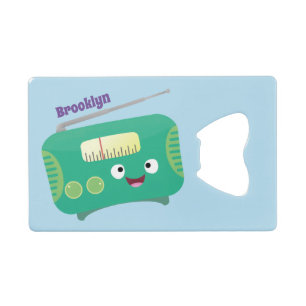 Cute grappige retro radio cartoon kredietkaart flessenopener