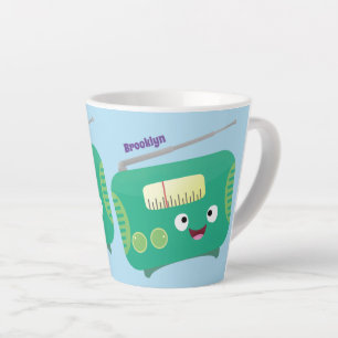 Cute grappige retro radio cartoon latte mok