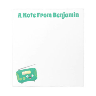 Cute grappige retro radio cartoon notitieblok