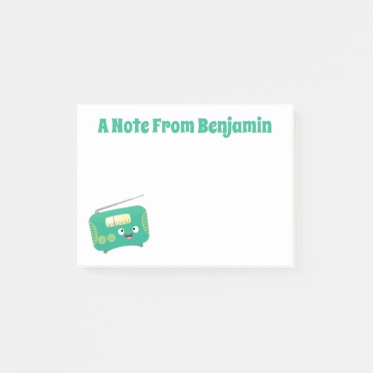 Cute grappige retro radio cartoon post-it® notes (Voorkant)
