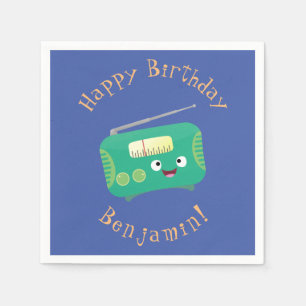Cute grappige retro radio cartoon servet