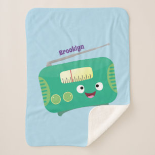 Cute grappige retro radio cartoon sherpa deken
