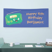 Cute grappige retro radio cartoon spandoek (Beurs)