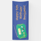 Cute grappige retro radio cartoon spandoek (Verticaal)