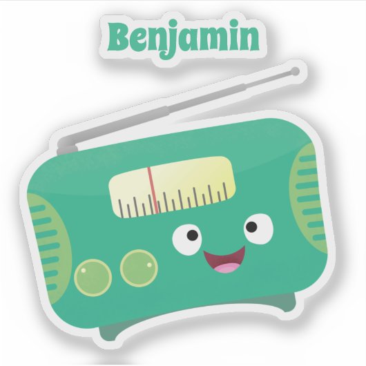 Cute grappige retro radio cartoon sticker (Voorkant)