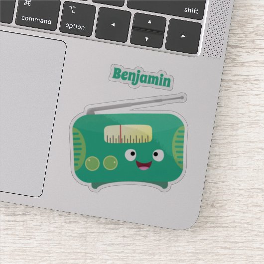 Cute grappige retro radio cartoon sticker (Detail)