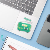 Cute grappige retro radio cartoon sticker (Laptop met iPhone)