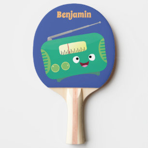 Cute grappige retro radio cartoon tafeltennisbatje
