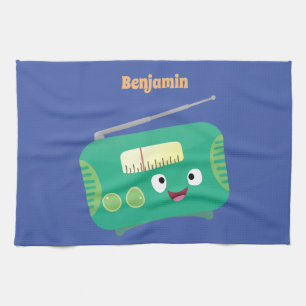 Cute grappige retro radio cartoon theedoek