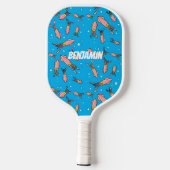 Cute grappige roze inktvis cartoon pickleball paddle (Achterkant)