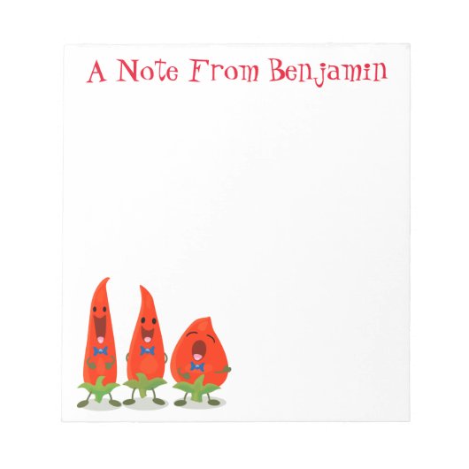 Cute grappige Spaanse peper trio cartoon Notitieblok (Voorkant)