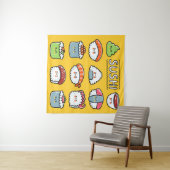 Cute grappige sushi maki rolt naadloos cartoon wandkleed (In Situ (horizontaal))