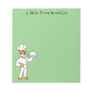 Cute grappige tijgerkok cartoon illustratie notitieblok