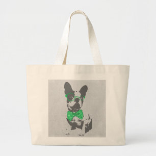 Cute grappige trendy  beest Franse bulldog Grote Tote Bag