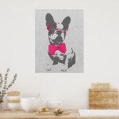 Cute grappige trendy  beest Franse bulldog Poster (Keuken)