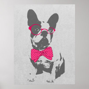 Cute grappige trendy  beest Franse bulldog Poster