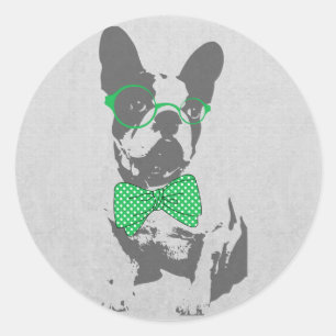 Cute grappige trendy beest Franse bulldog Ronde Sticker