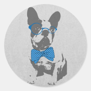 Cute grappige trendy  beest Franse bulldog Ronde Sticker
