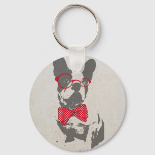 Cute grappige trendy beest Franse bulldog Sleutelhanger