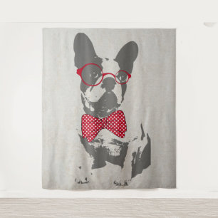Cute grappige trendy  beest Franse bulldog Wandkleed