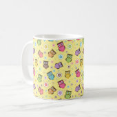 Cute grappige trendy owls en bloesem koffiemok (Voorkant links)