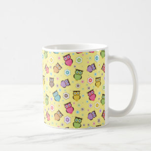 Cute grappige trendy owls en bloesem koffiemok