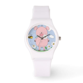 Cute grappige varkenscartoon horloge