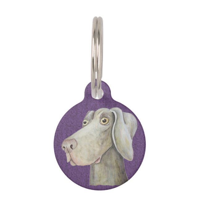 Cute, grappige weimaraner schilderij huisdierpenning (Voorkant)