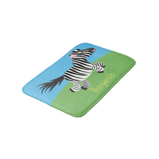 Cute grappige zebra lopende illustratie van cartoo badmat (Gekanteld)