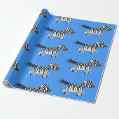 Cute grappige zebra lopende illustratie van cartoo cadeaupapier (Uitgerold)
