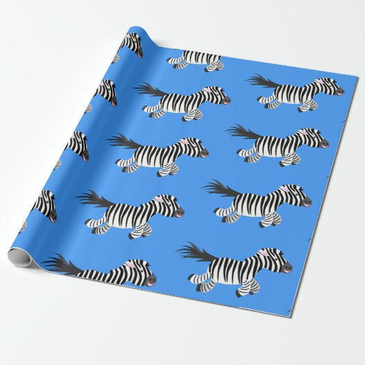 Cute grappige zebra lopende illustratie van cartoo cadeaupapier (Uitgerold)