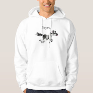 Cute grappige zebra lopende illustratie van cartoo hoodie