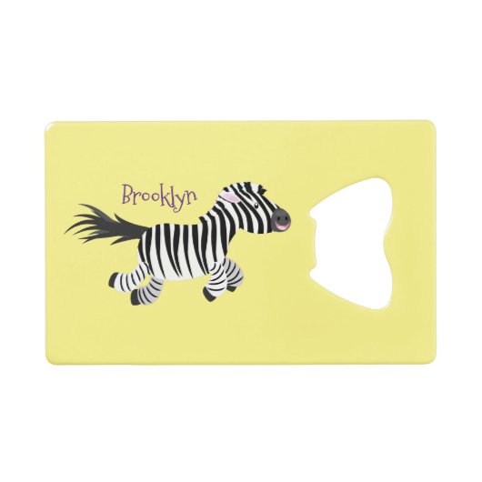 Cute grappige zebra lopende illustratie van cartoo kredietkaart flessenopener (Voorkant (Horizontaal))