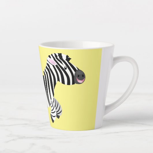 Cute grappige zebra lopende illustratie van cartoo latte mok (Rechts)