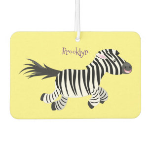 Cute grappige zebra lopende illustratie van cartoo luchtverfrisser