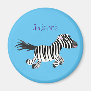 Cute grappige zebra lopende illustratie van cartoo magneet