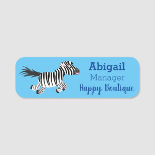 Cute grappige zebra lopende illustratie van cartoo naamplaatje